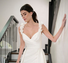 Stretch Mikado Gown In Ivory Nude