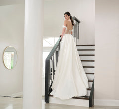 Stretch Mikado Gown In Ivory Nude