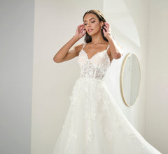 Tulle And Lace A-Line Gown In Ivory