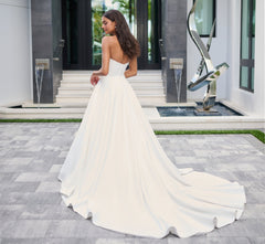 Matte Satin A-Line Ball Gown in Ivory