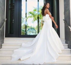 Stretch Mikado Mermaid Gown in Light Ivory