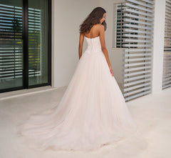 All Over Lace Ball Gown in Ivory French Lilac