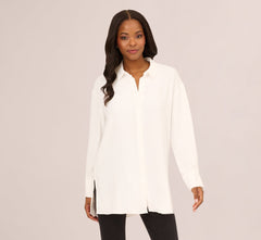 Long Sleeve Button Front Airflow Blouse In Ivory
