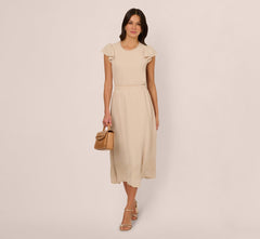 Embroidery Scalloped Hem Midi Skirt In Bamboo Wood