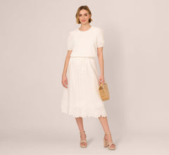 Short Sleeve 3D Eyelet Top In White