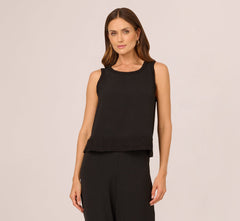 Sleeveless Soutache Trim Top In Black