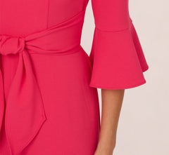 Knit Crepe Wide Leg Jumpsuit With Bell Sleeves In Camellia