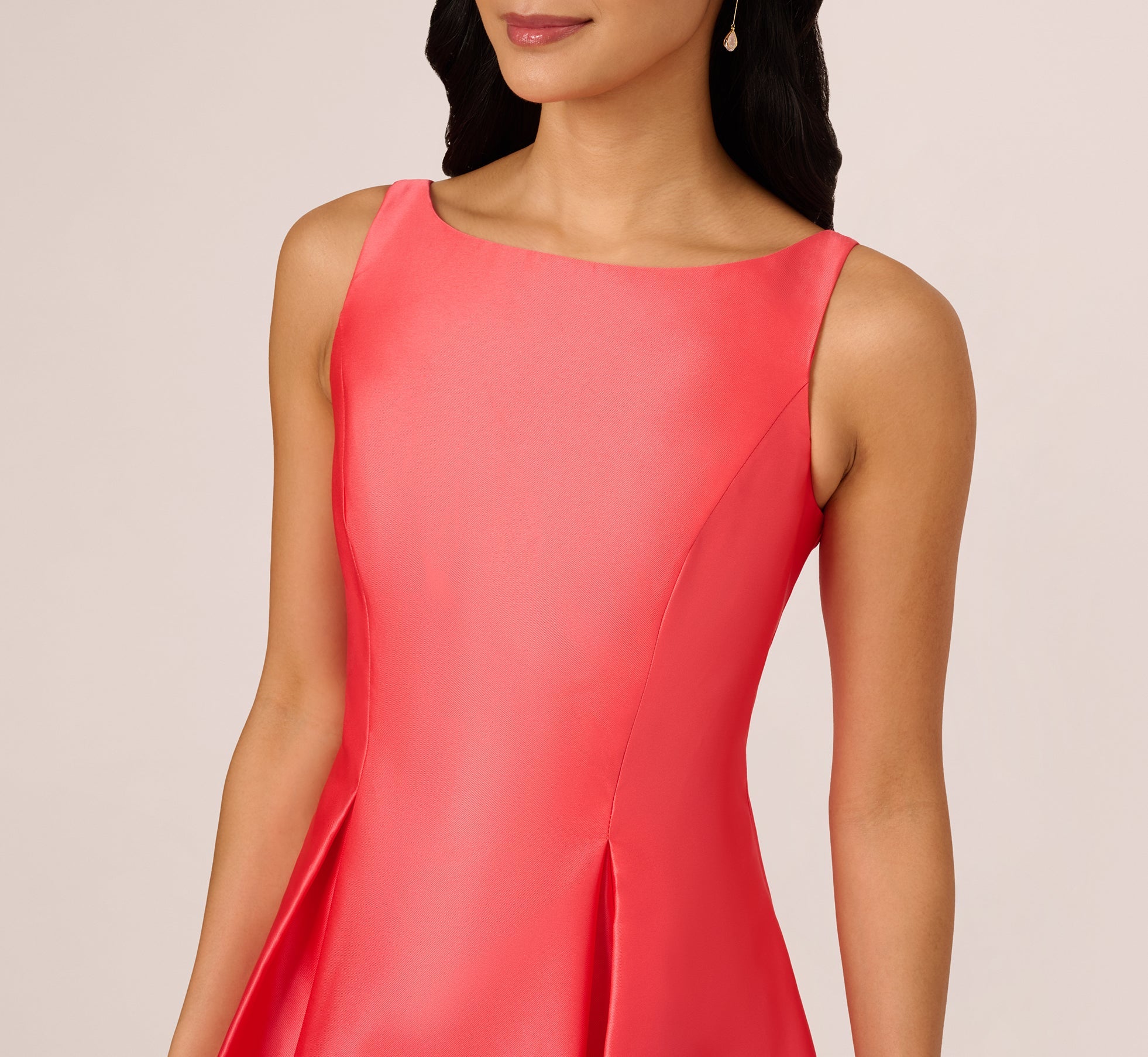 Sleeveless Mikado Fit And Flare Midi Dress With V-Back In Desert Flower