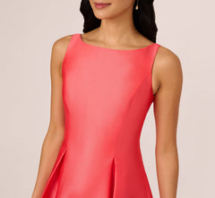 Sleeveless Mikado Fit And Flare Midi Dress With V-Back In Desert Flower