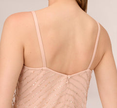 Art Deco Beaded Blouson Gown In Blush