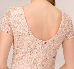 Scoop Back Sequin Gown In Blush