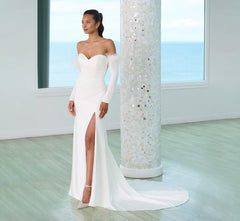 Modern Strapless Stretch Matte Charmuese Gown In Ivory