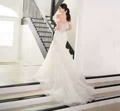 Watercolor Printed Organza Gown In Green Multi