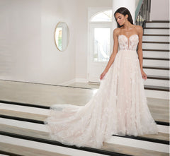 Tulle And Sparkle Tulle A-Line Gown In Ivory French Lilac