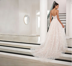 Tulle And Sparkle Tulle A-Line Gown In Ivory French Lilac