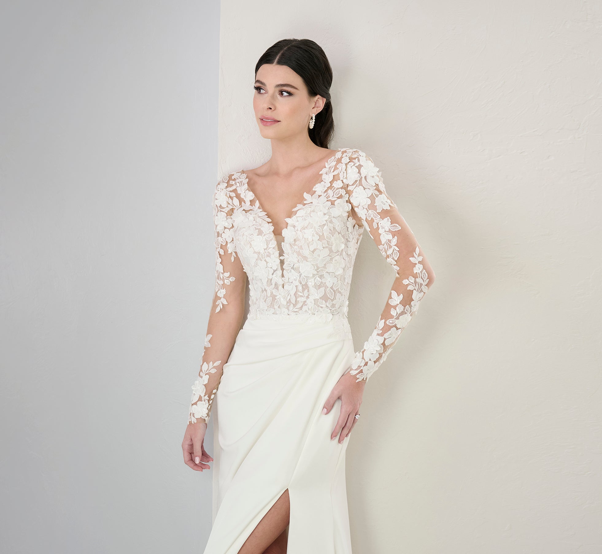 Stretch Matte Charmeuse Gown In Ivory Nude