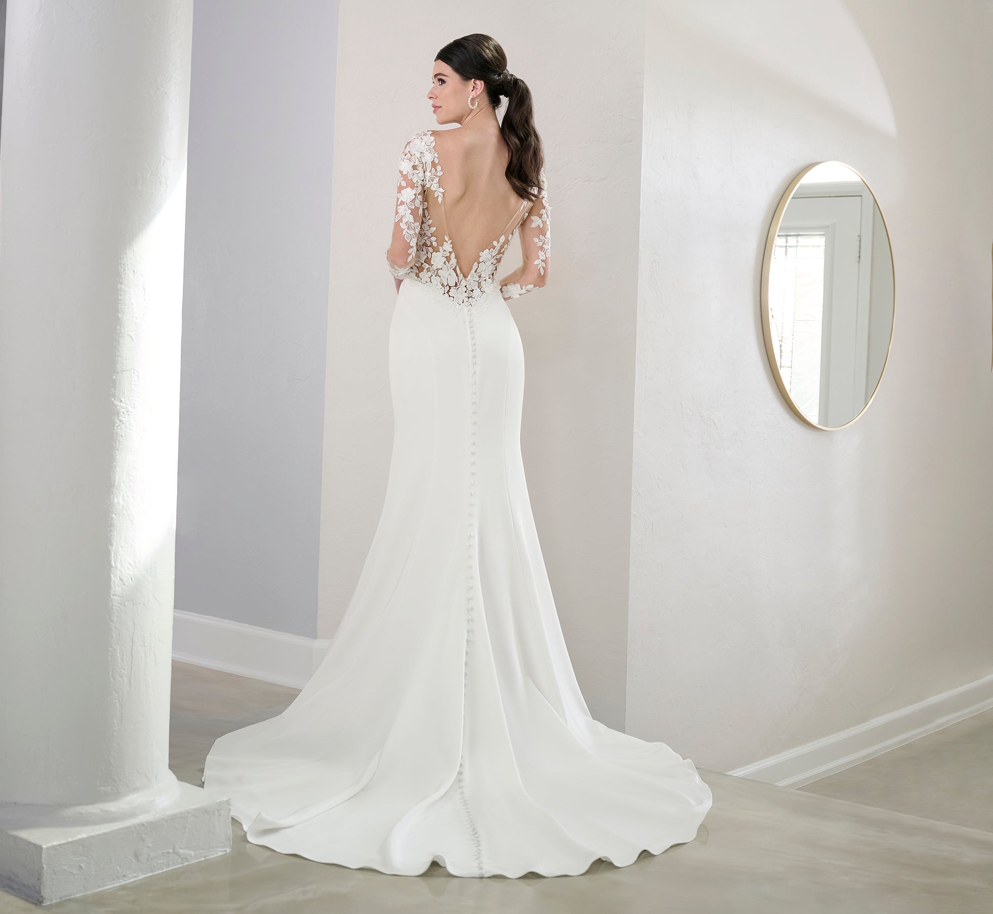 Stretch Matte Charmeuse Gown In Ivory Nude