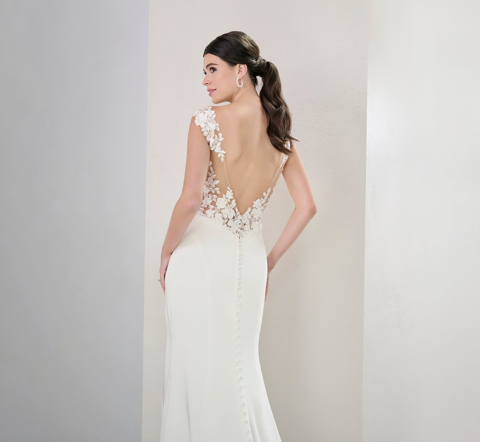 Stretch Matte Charmeuse Gown In Ivory Nude