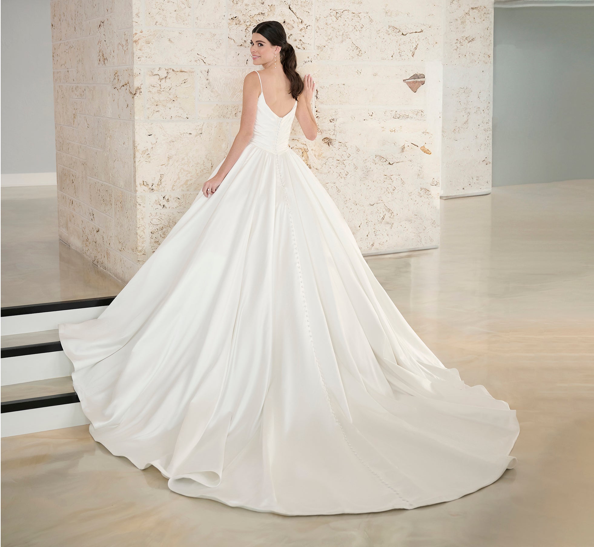 Satin Ball Gown In Ivory
