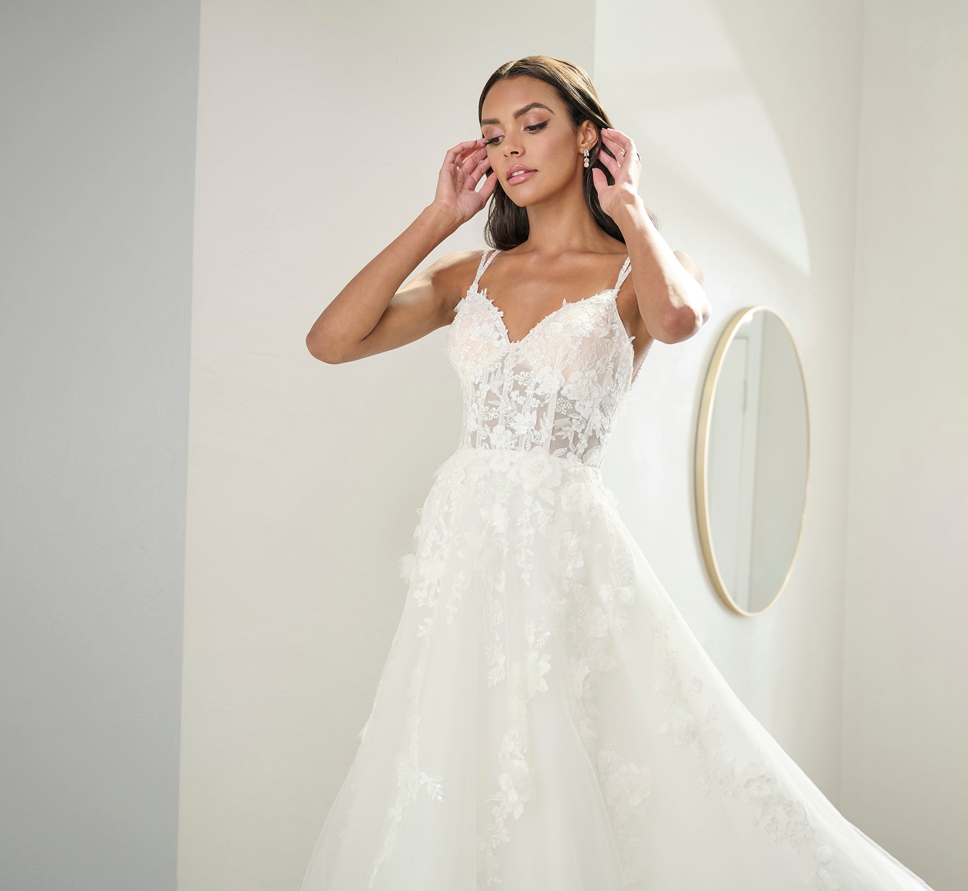 Tulle And Lace A-Line Gown In Ivory