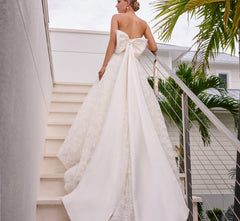 All Over Corded Lace A-Line Gown in Ivory