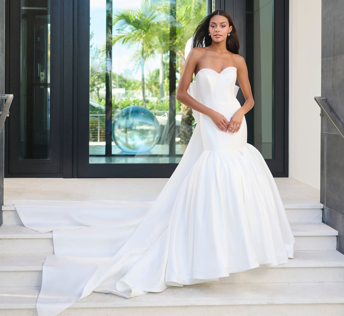 Stretch Mikado Mermaid Gown in Light Ivory