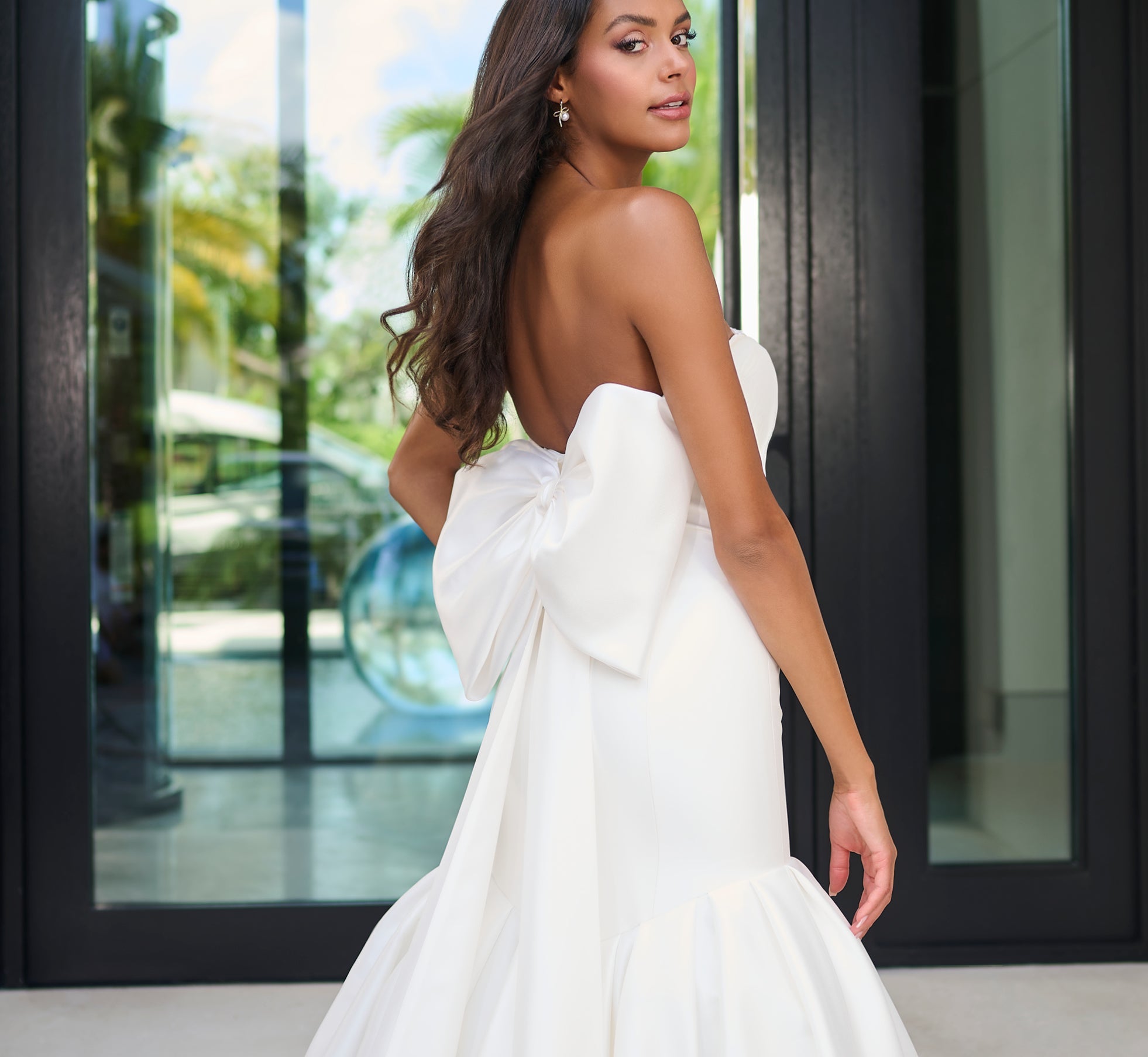 Stretch Mikado Mermaid Gown in Light Ivory