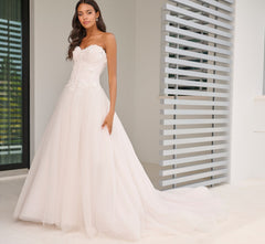 All Over Lace Ball Gown in Ivory French Lilac