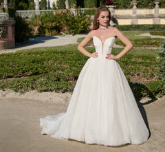 Chantilly lace ballgown in Ivory Nude