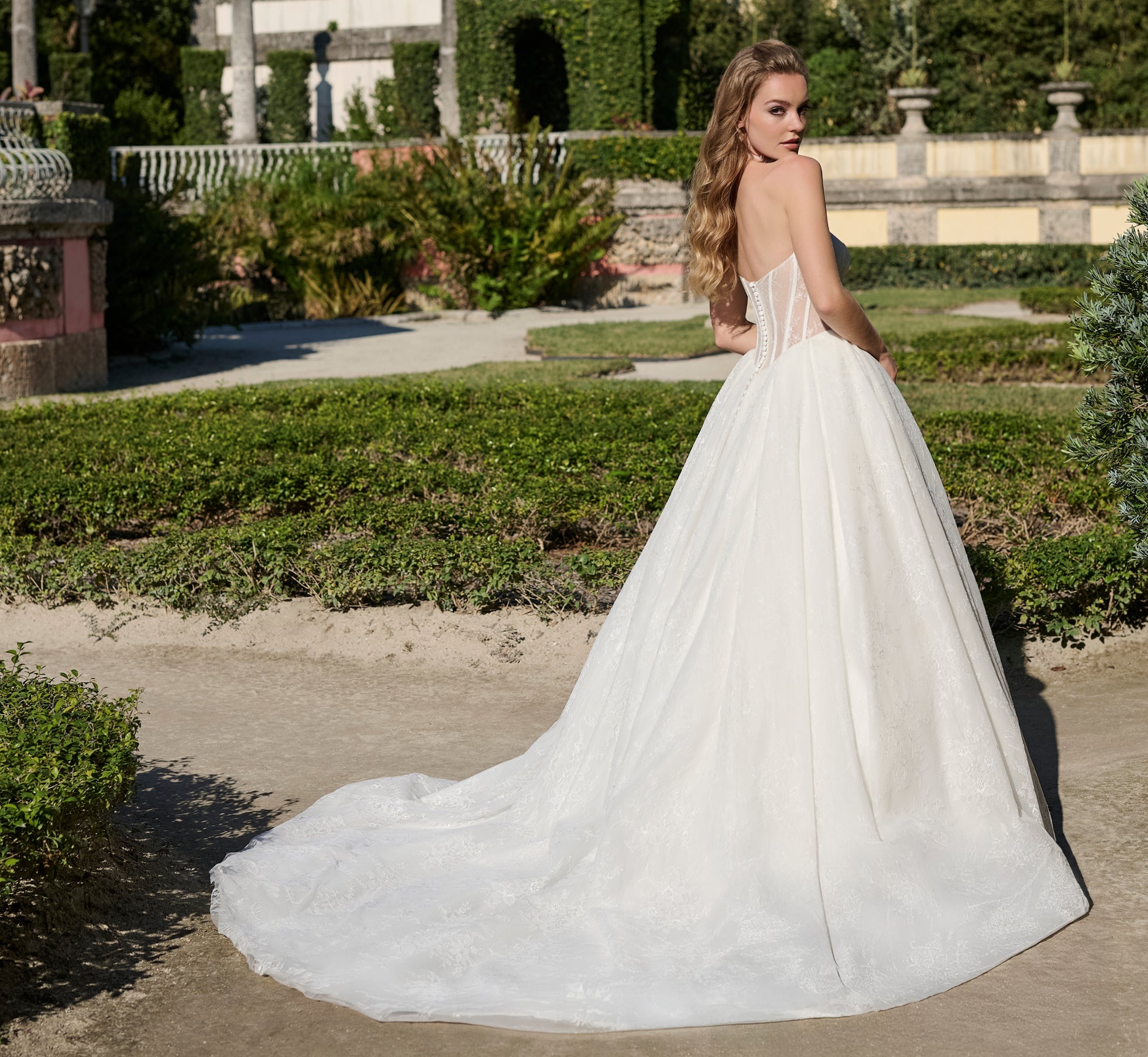 Chantilly lace ballgown in Ivory Nude