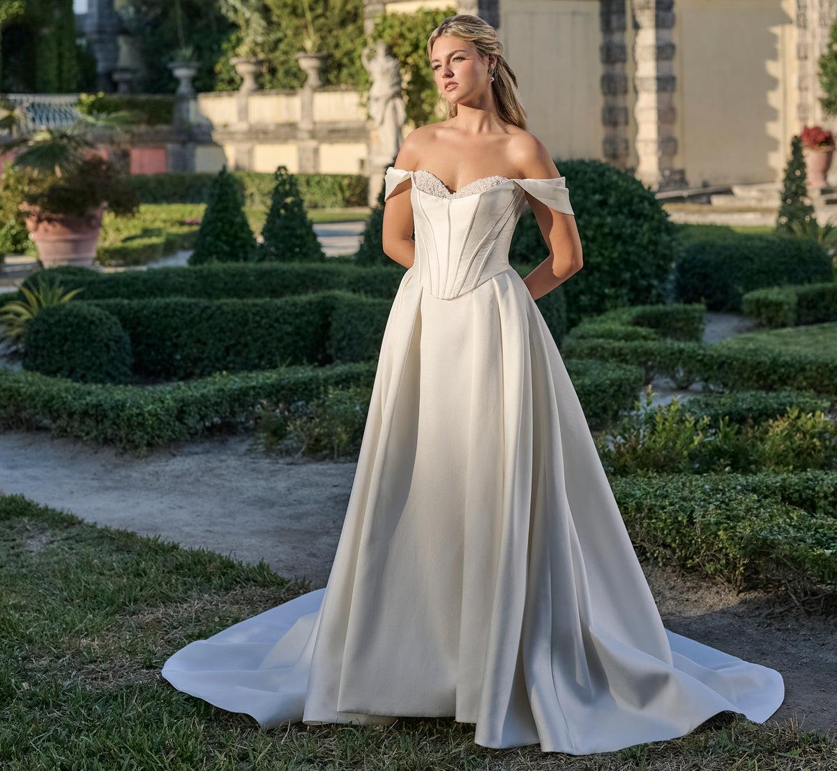 Pearl Embellished 2 piece gown in Ivory