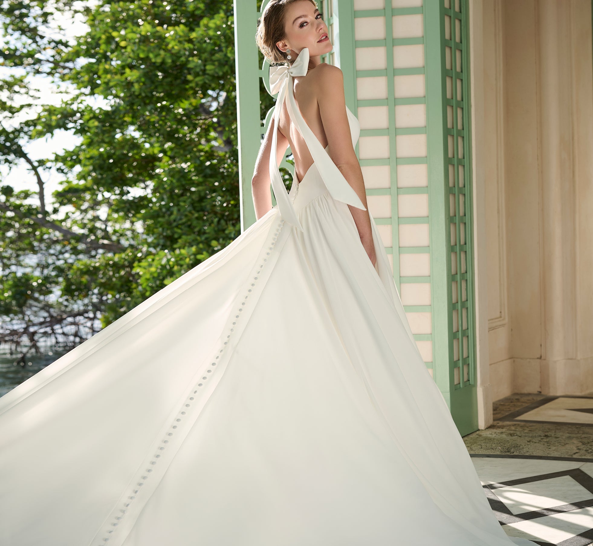 Georgette A-line gown in Ivory