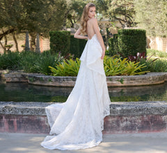 All Over Lace Slim gown in Ivory French Lilac