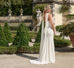 Stretch Matte Charmeuse 2 piece gown in Ivory