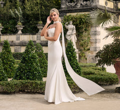 Stretch Matte Charmeuse 2 piece gown in Ivory