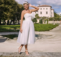 Garza tea length gown in Ivory