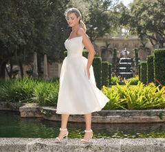 Garza tea length gown in Ivory