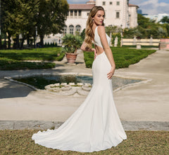 Stretch Crepe gown in Ivory