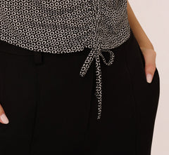 Flutter Sleeve Ruched Front Printed Top In Black Cloud Carnation