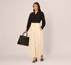 Long Sleeve Button Front Airflow Blouse In Black