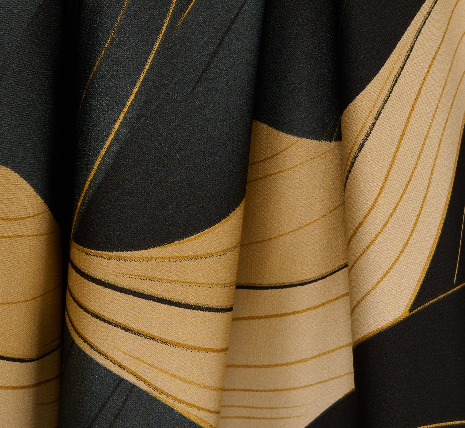 Gathered A Line Midi Skirt In Wavy Geo