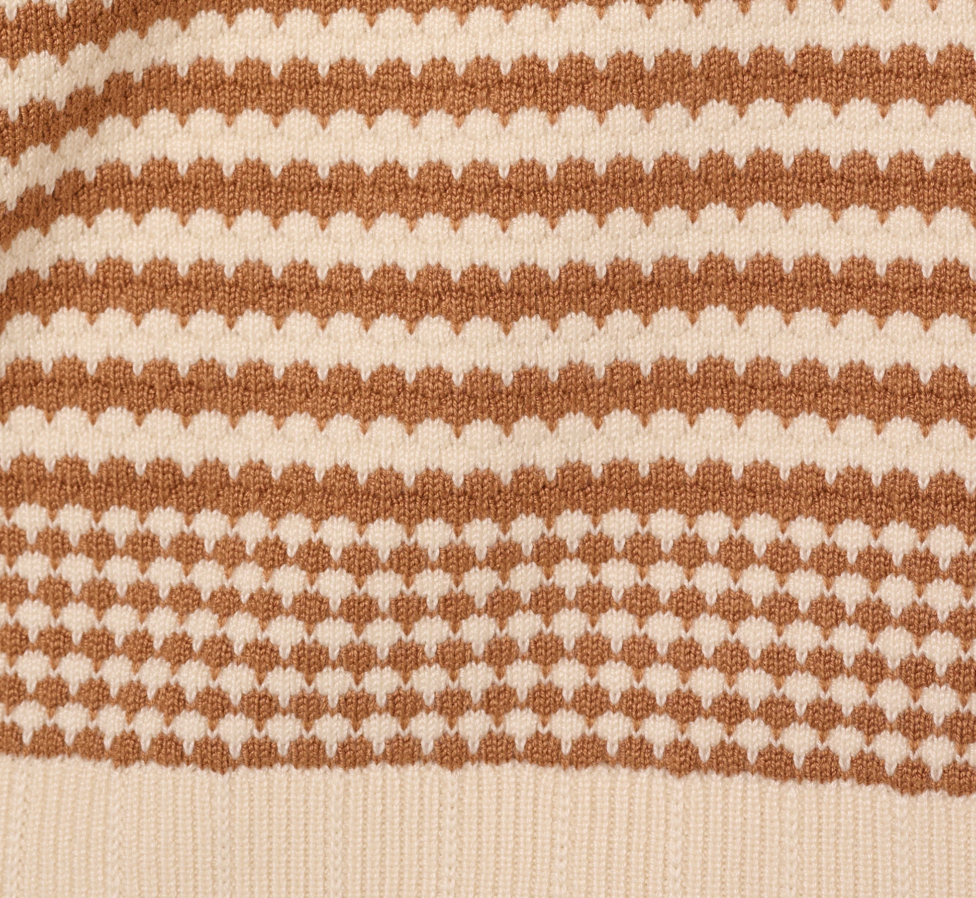 Three Quarter Sleeve Stripe Knit Sweater Top In Cream Camel
