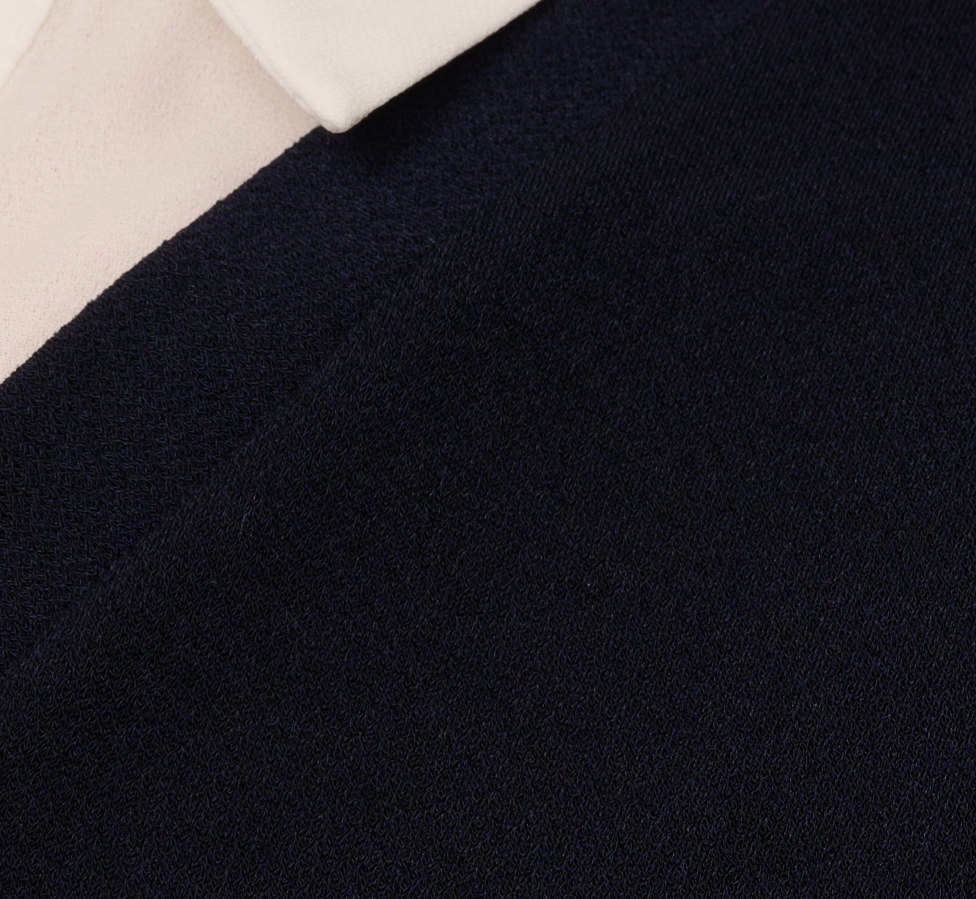 Long Sleeve Collared Sweater Vest Twofer Top In Navy Ivory