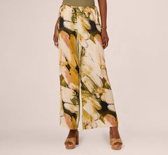 Wide Leg Satin Side Tie Pant In Oil Green Goldsmith