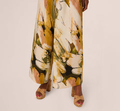 Wide Leg Satin Side Tie Pant In Oil Green Goldsmith