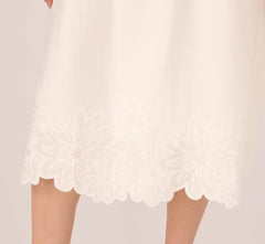Floral Embroidered Hem Midi Skirt In Ivory