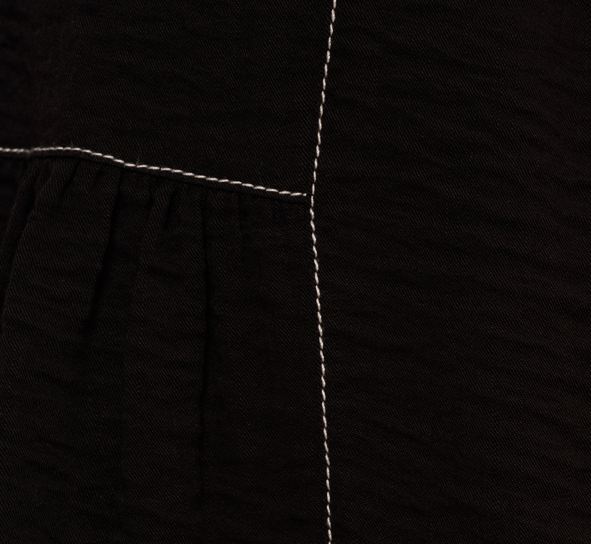 Extended Shoulder Contrast Stitch Yoke Top In Black Ivory