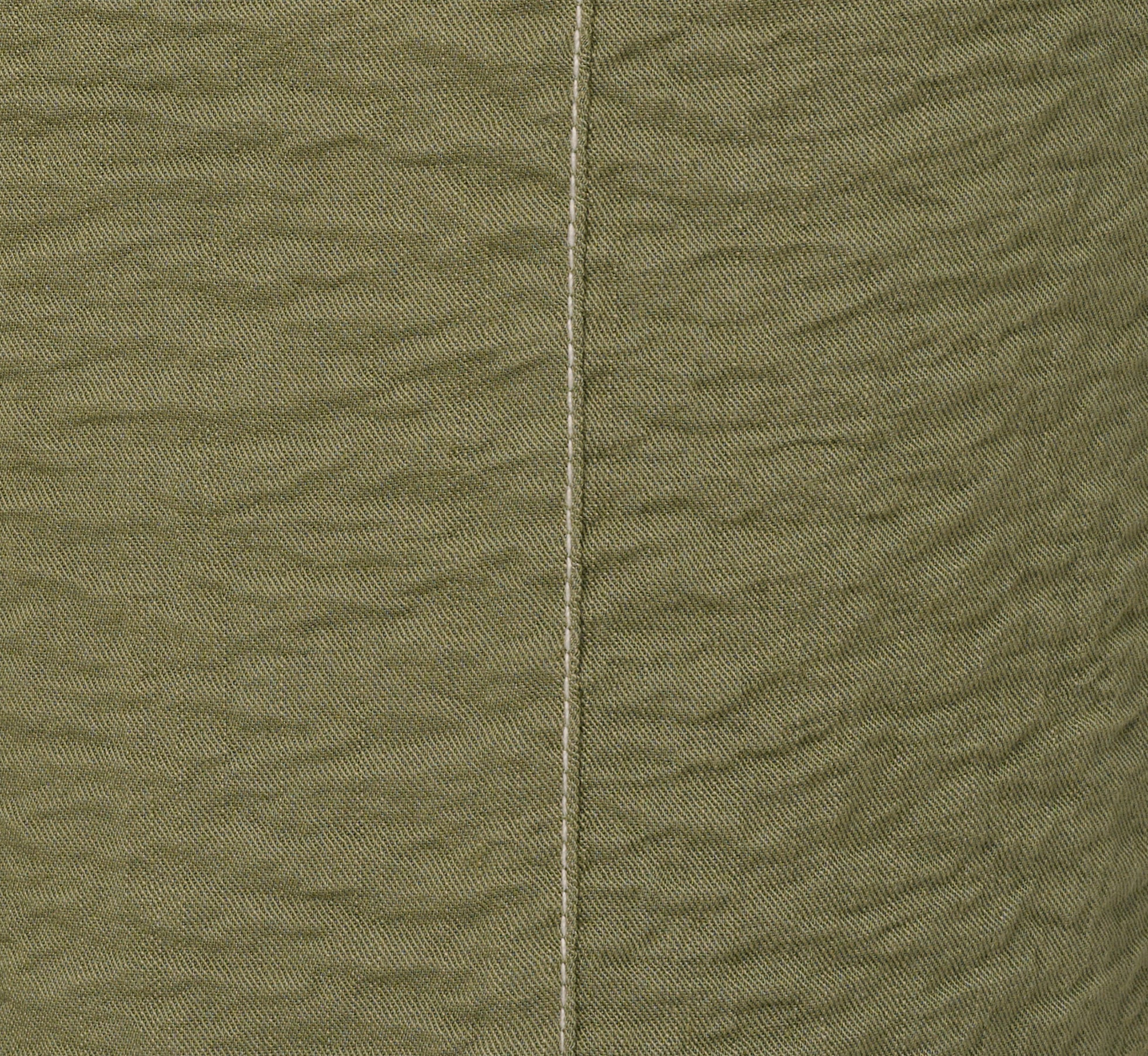 Contrast Stitching Crinkle Midi Pant In Oil Green Ivory