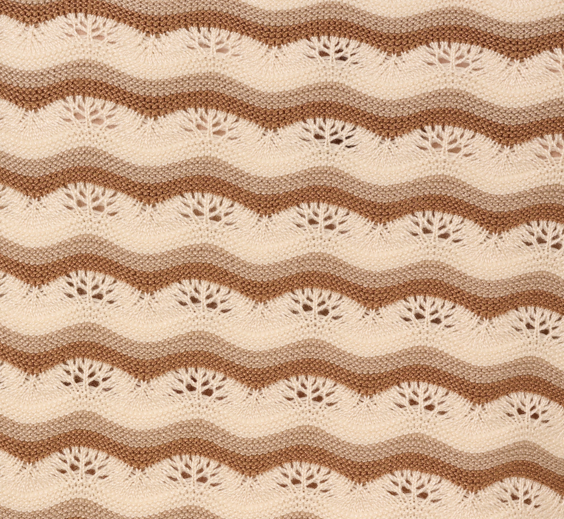 Cap Sleeve Wavy Pointelle Knit Top In Neutral Combo