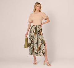 Bubble Sleeve Embroidered Top In Champagne Blush